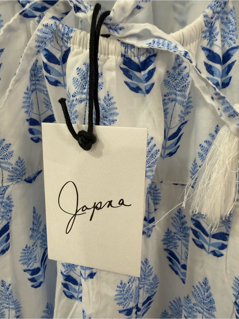 Spaghetti-Strap White Maxi Dress with Blue Floral Print - Picture 5 of 5